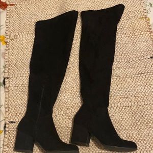 Over the knee black suede boots
